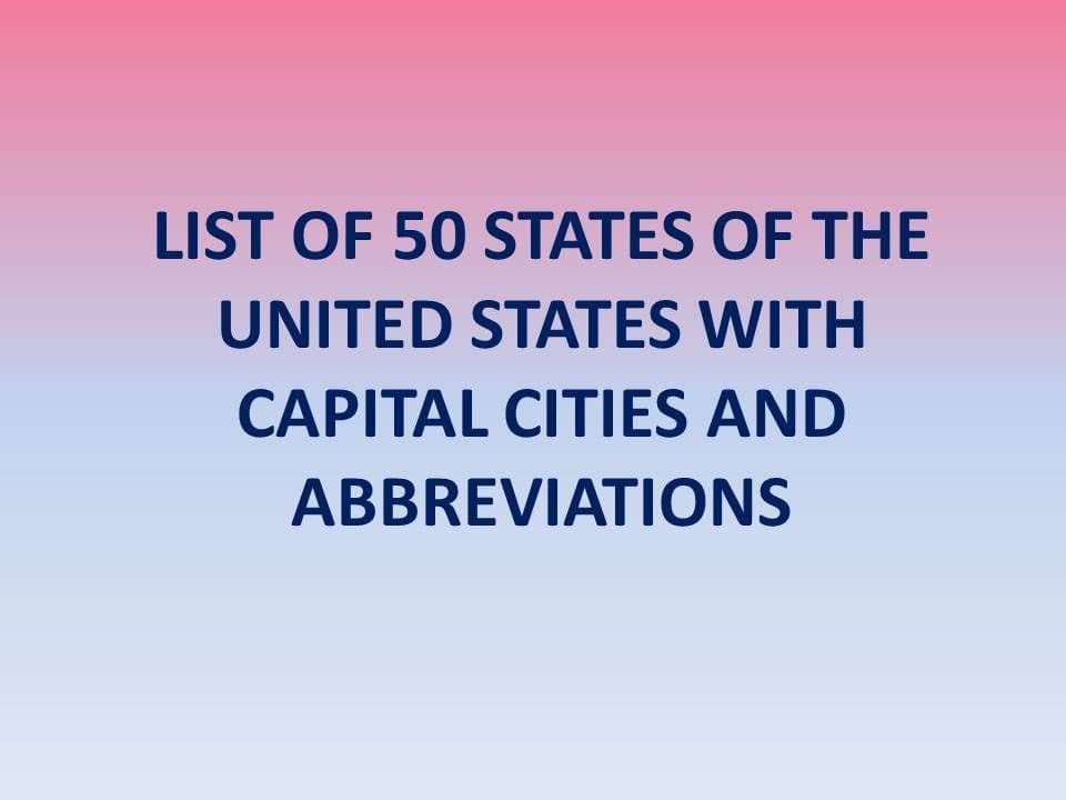 Capital of United States: 50 States of America