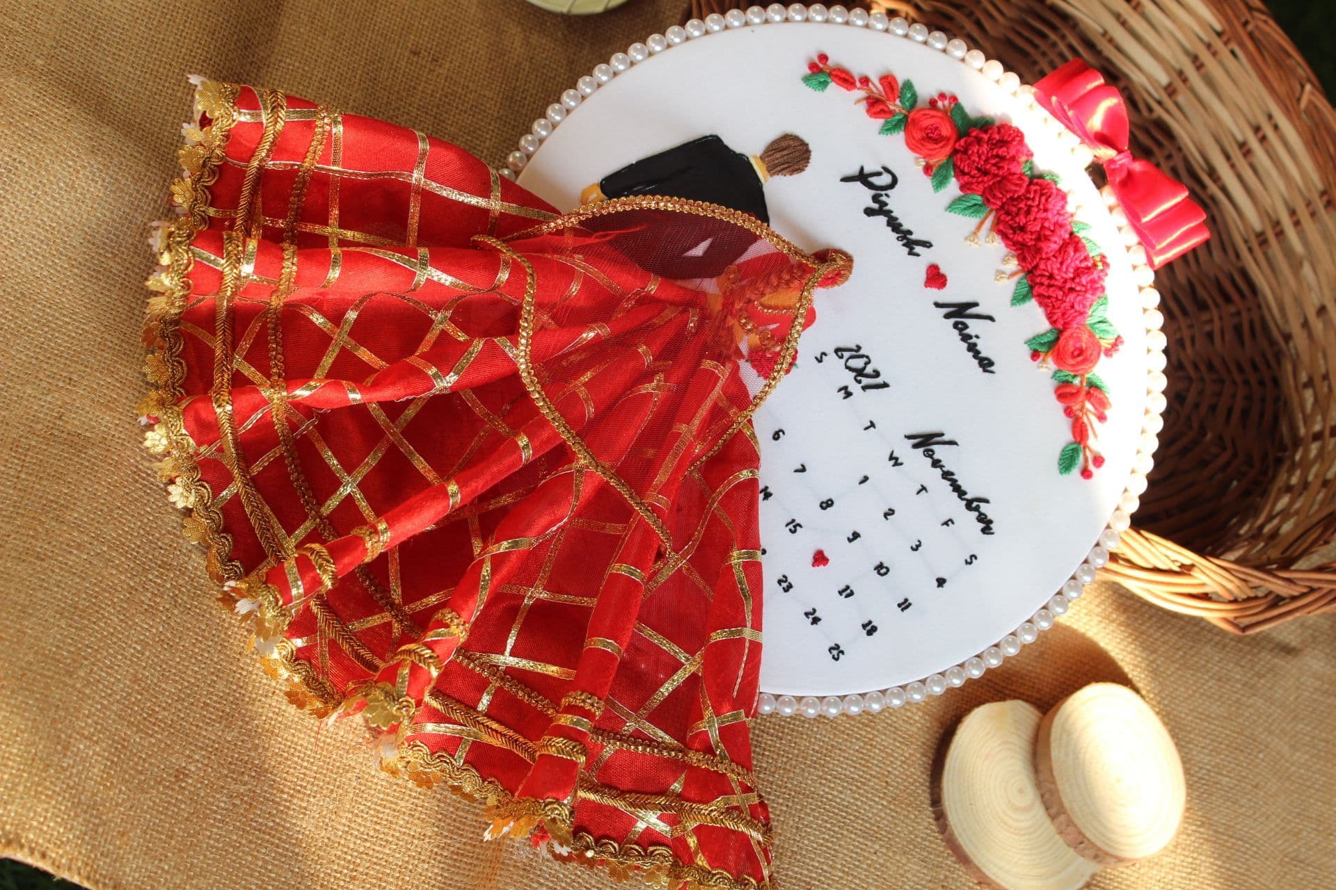 Wedding Vows Embroidered in a Hoop of Love