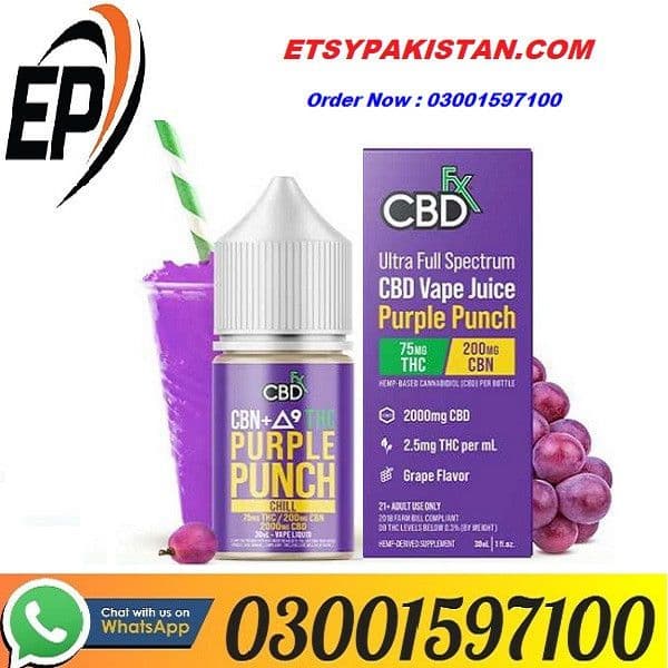 Original Delta-9 THC Vape Juice: Purple Punch (Indica) In Karachi 03001597100