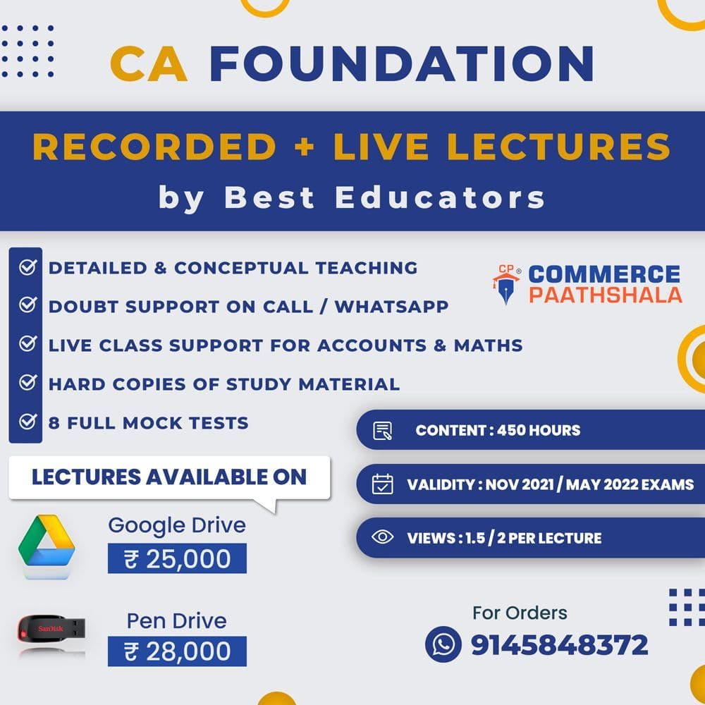 Ca Foundation Combo (4 Papers) - Pen Drive & Google Drive Classes